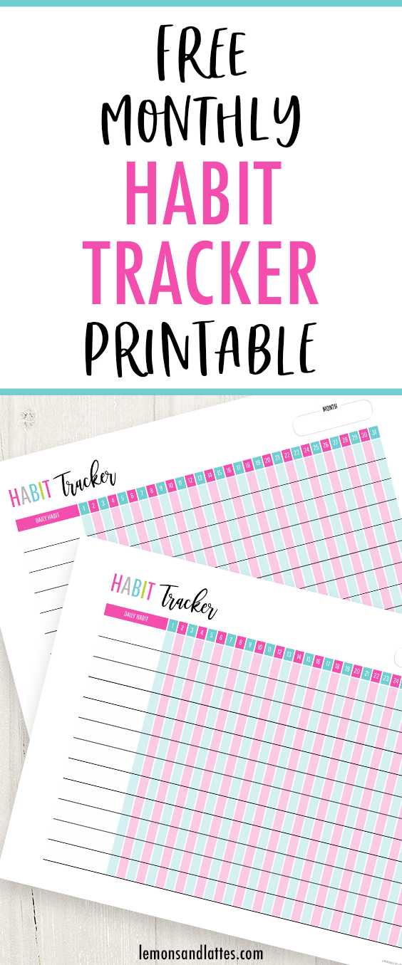 Free Monthly Habit Tracker Printable + 20 Ideas to Track | Lemons & Lattes