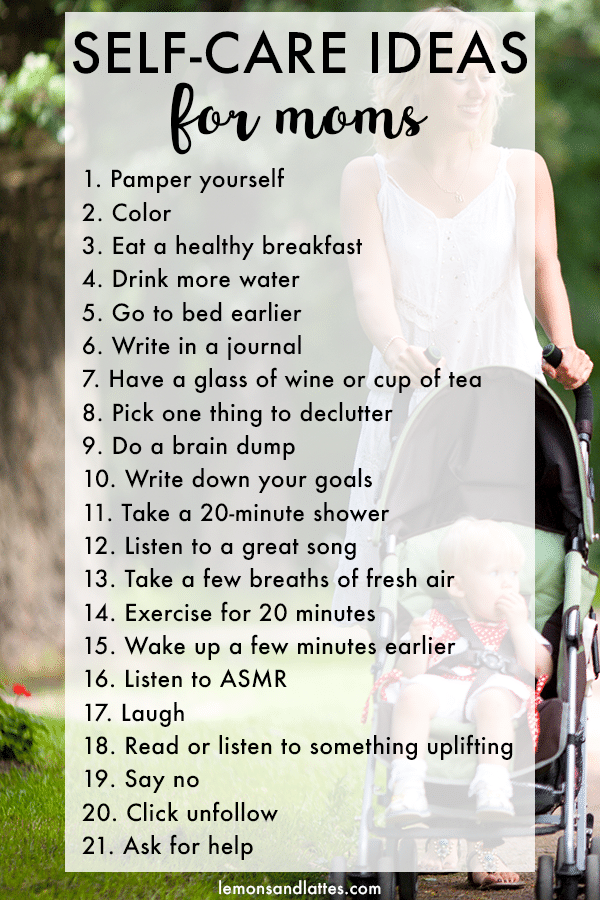 Self-care ideas for moms: 21 self-care activities you can do in 30 minutes or less #selfcare #busymomhacks #motherhood