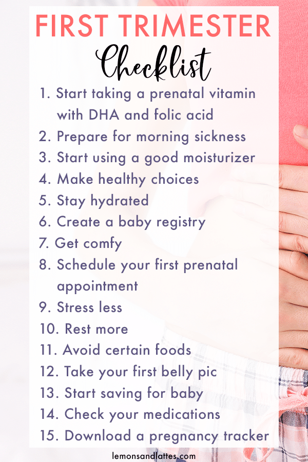 First trimester checklist: 15 Important things you need to do when you find out you're pregnant #pregnancytips #firsttrimester