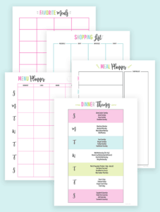 free meal planning printable templates