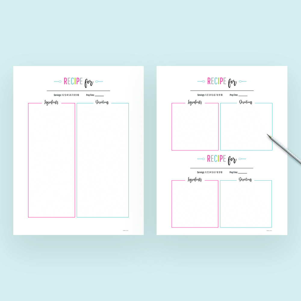 free printable recipe cards
