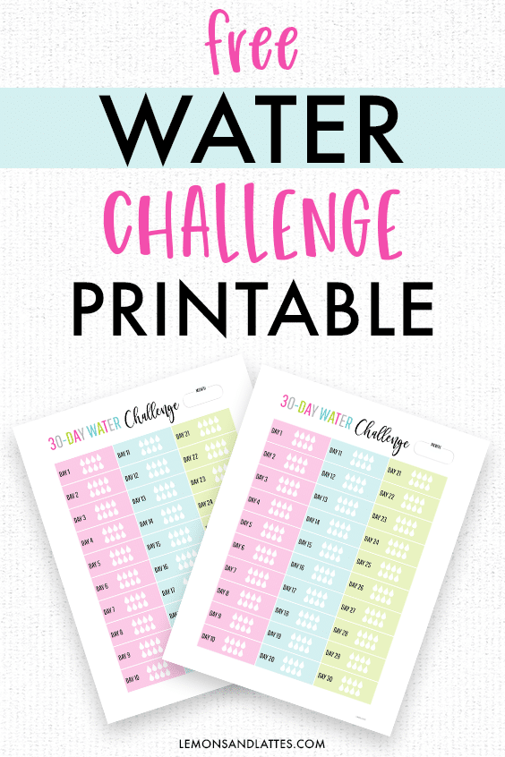 30 Day Water Challenge Printable Water Tracker Lemons Lattes