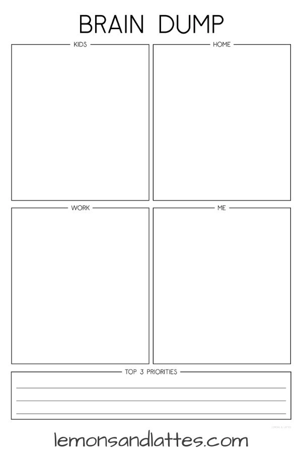 Brain Dump Worksheet PDF Free Printables 