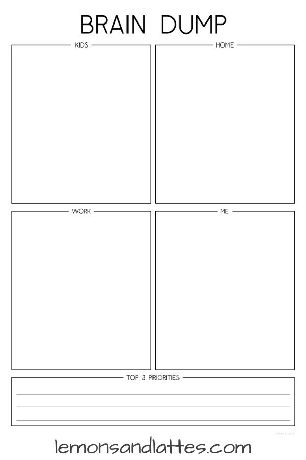 Free Printable Brain Dump Template