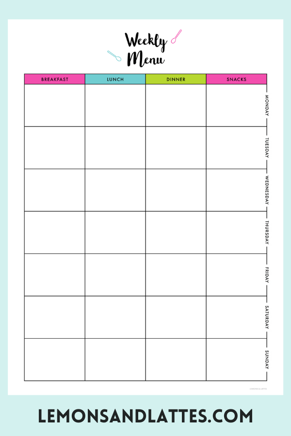 15 Printable Meal Planner Templates (Weekly Menu Templates and More)