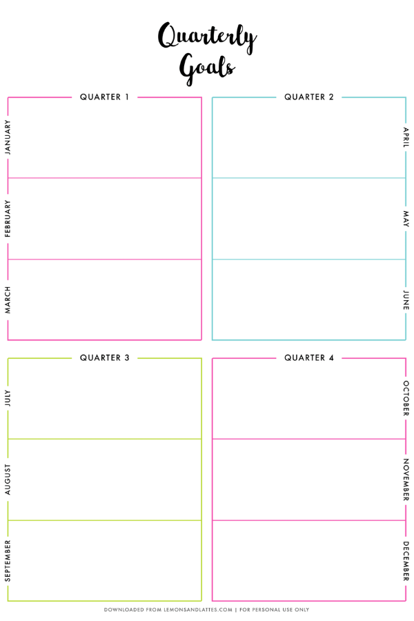 quarterly goal planner