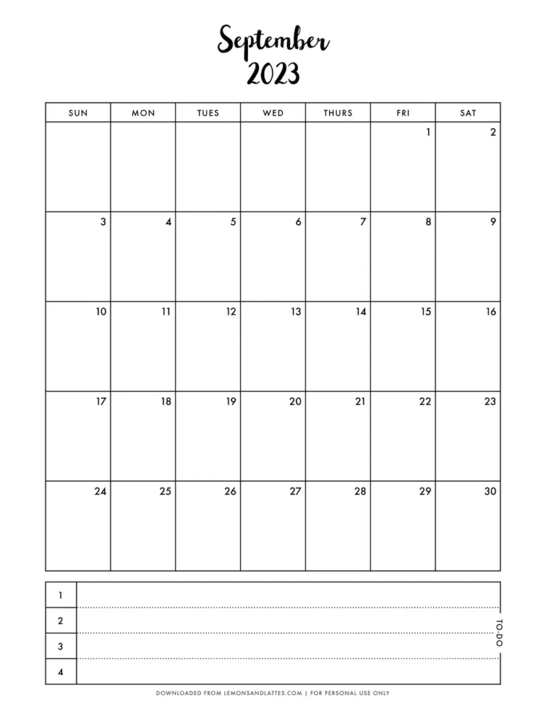 monthly calendar printouts