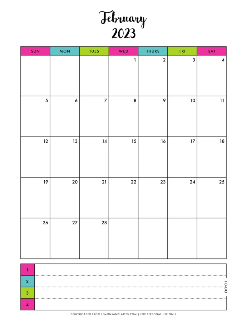 monthly calendar printouts
