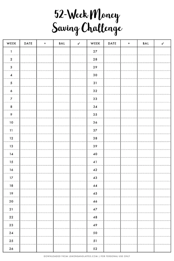 26 week money challenge