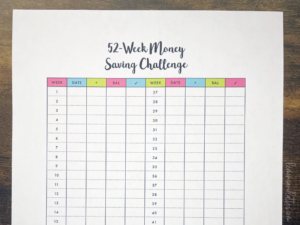 52-week money challenge printable