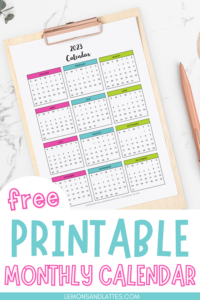 printable monthly calendars