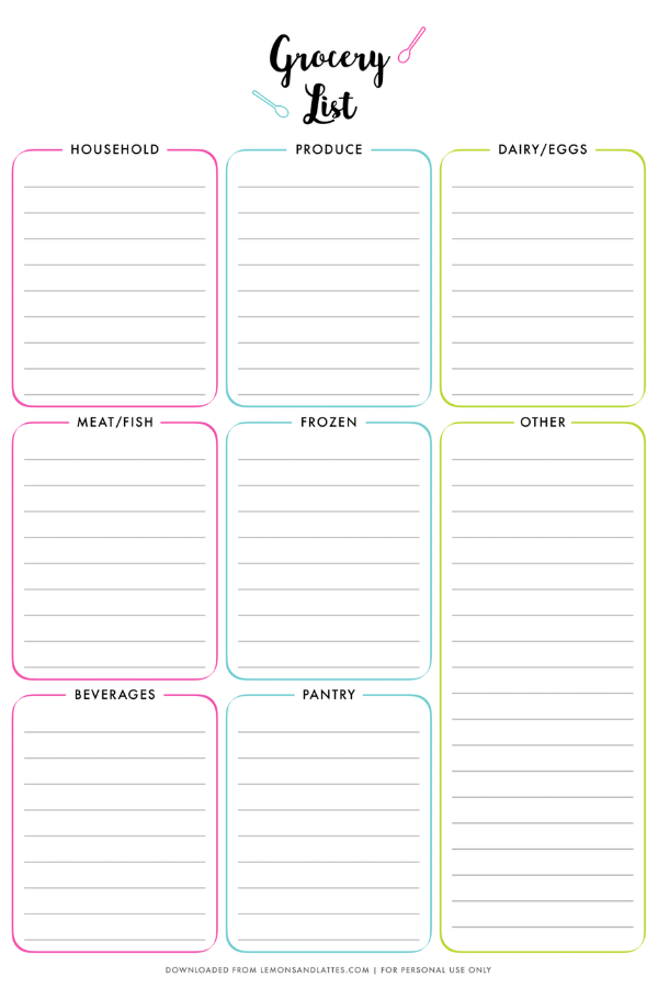 cute meal planner printable free