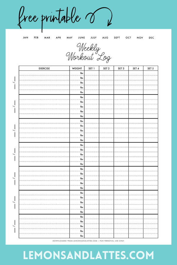 printable exercise log