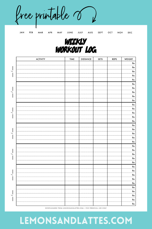 printable exercise log