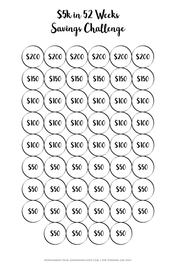 52Week Money Challenge Printable 2024, 45 OFF