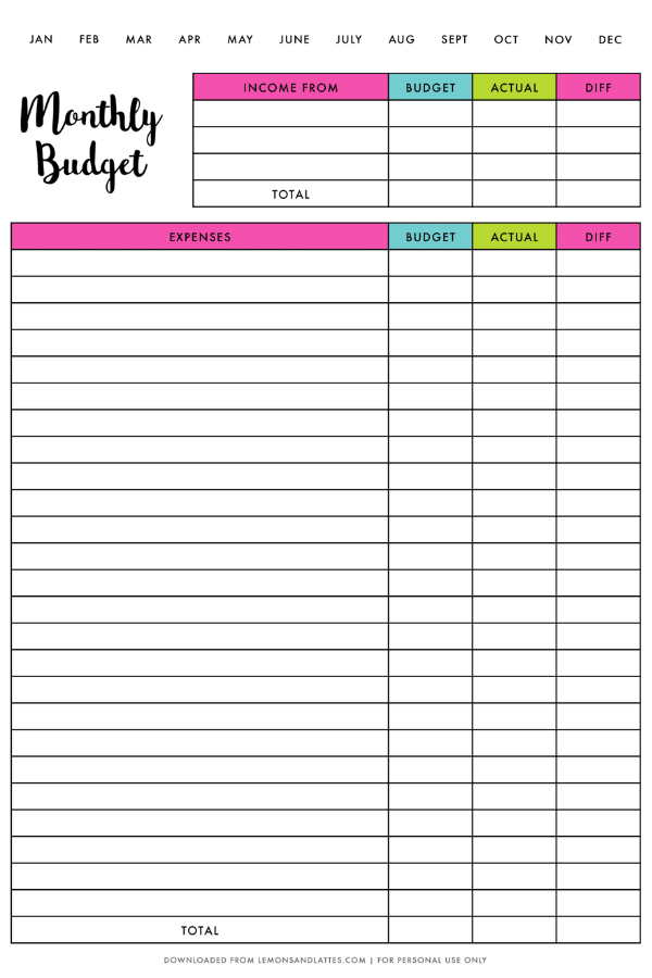 Free Monthly Budget Planner Printables