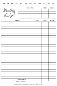 Free Monthly Budget Planner Printables