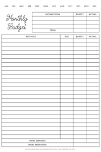 Free Monthly Budget Planner Printables