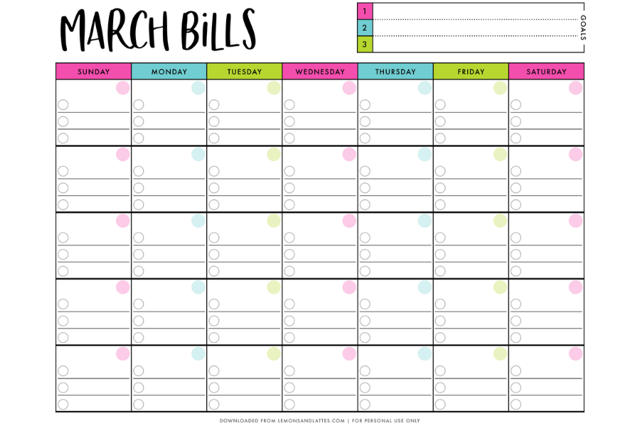 monthly bill organizer