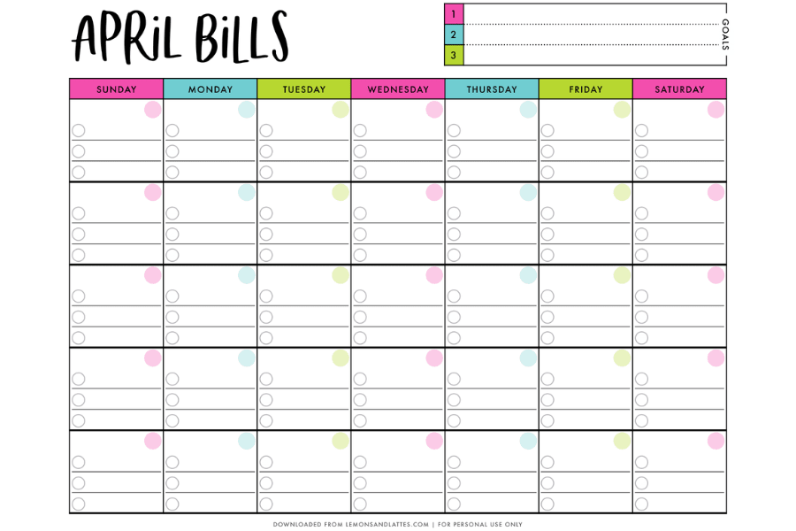 monthly bill organizer