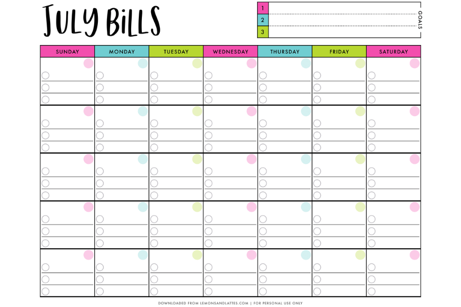 monthly bill organizer