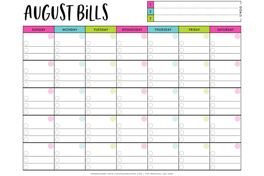 monthly bill organizer