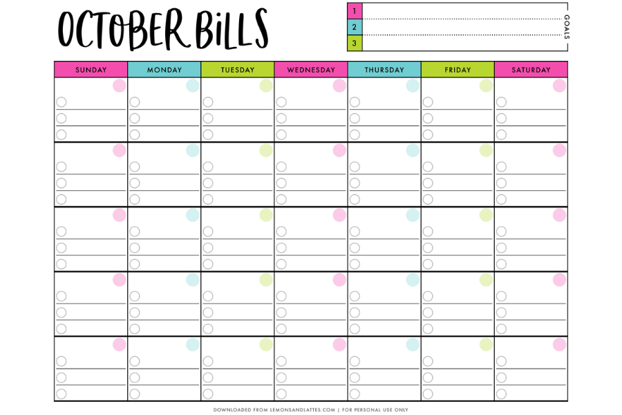 monthly bill organizer