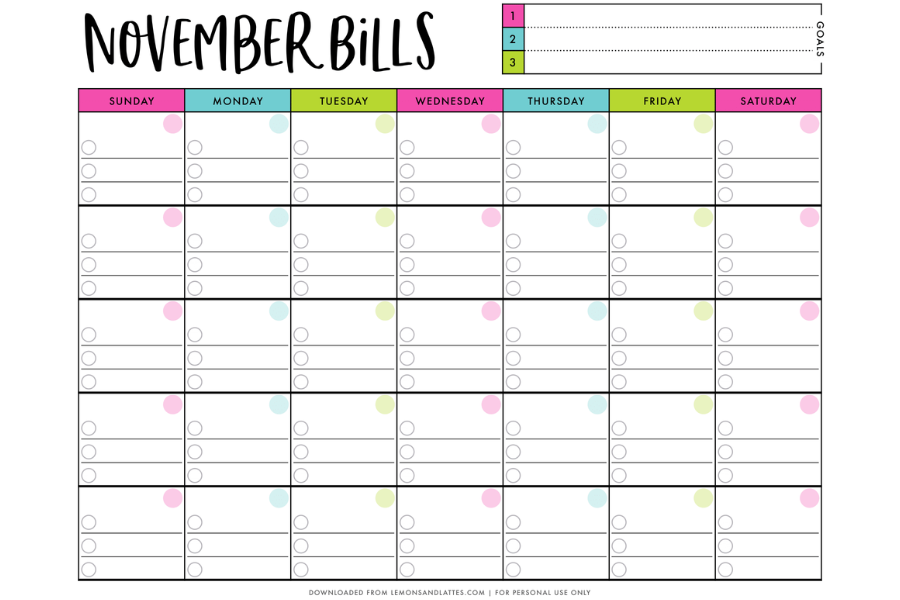 monthly bill organizer