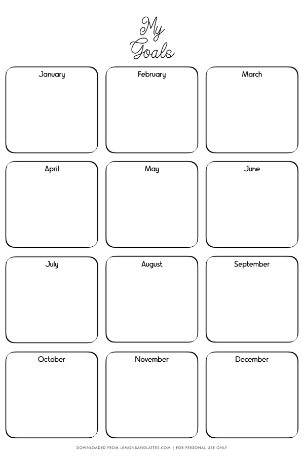 FREE Coloring Book Calendar and Goal Worksheet - Printable Crush