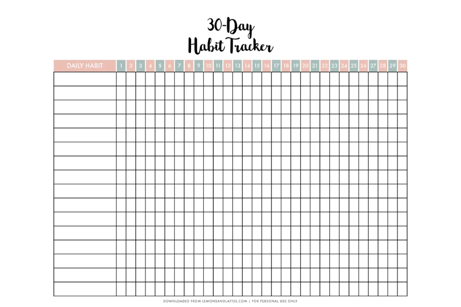 monthly habit tracker printables