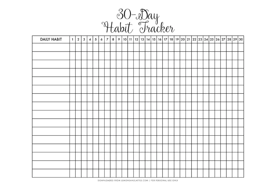 30-day habit tracker
