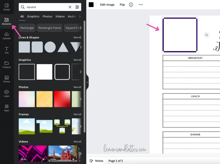 how to add elements in Canva
