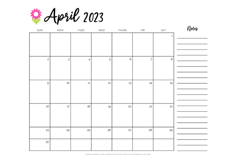 72 Simple and Cute April Calendar Printables