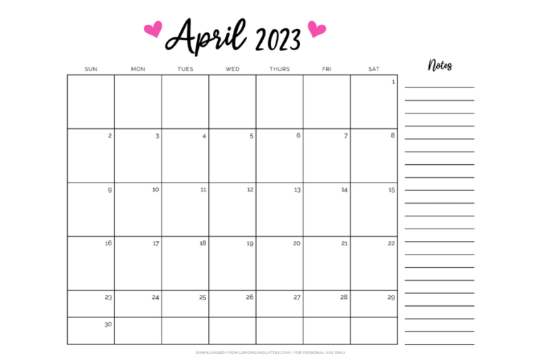 72 Simple and Cute April Calendar Printables