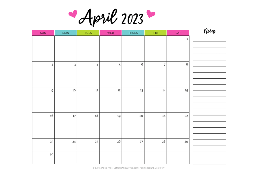 free printable April calendars