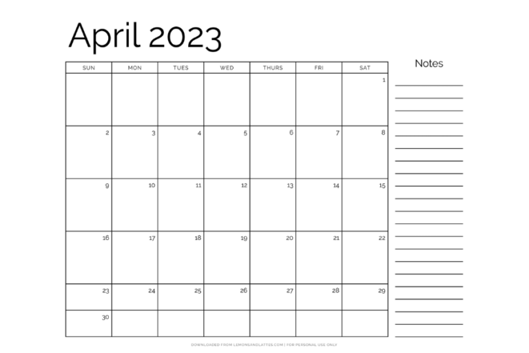 72 Simple and Cute April Calendar Printables