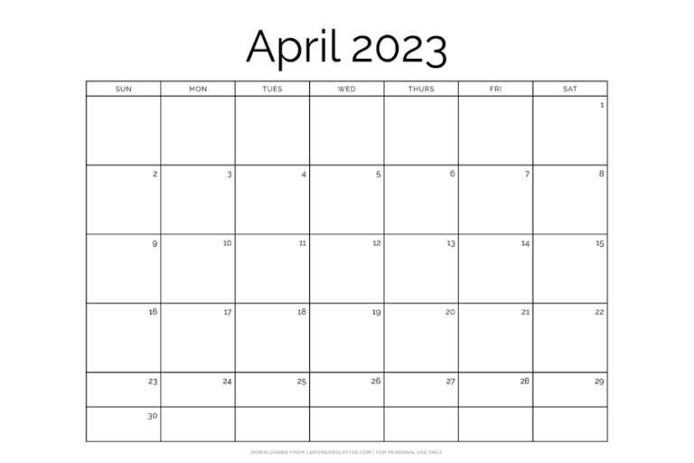 72 Simple And Cute April Calendar Printables