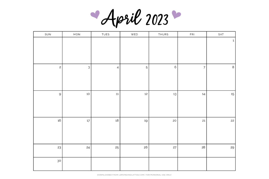 April 2023 calendar