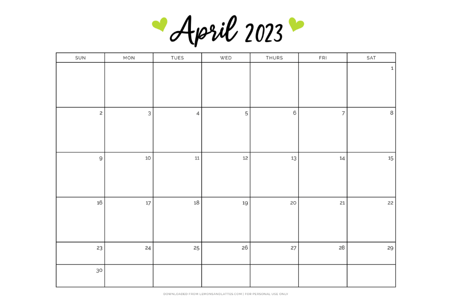 April 2023 calendar