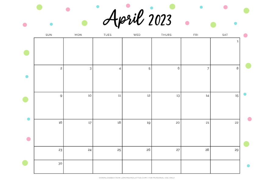 cute April calendar