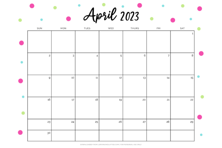 72 Simple and Cute April Calendar Printables