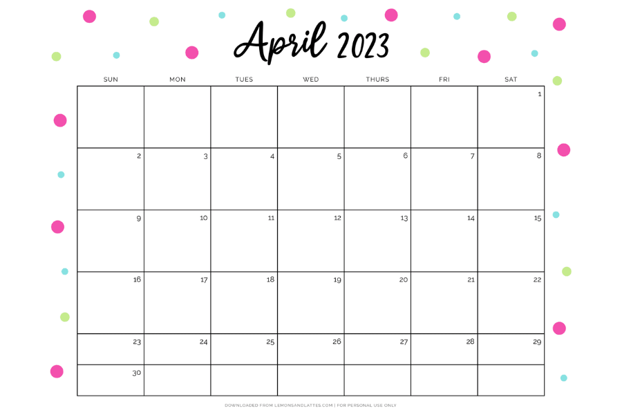 cute April calendar