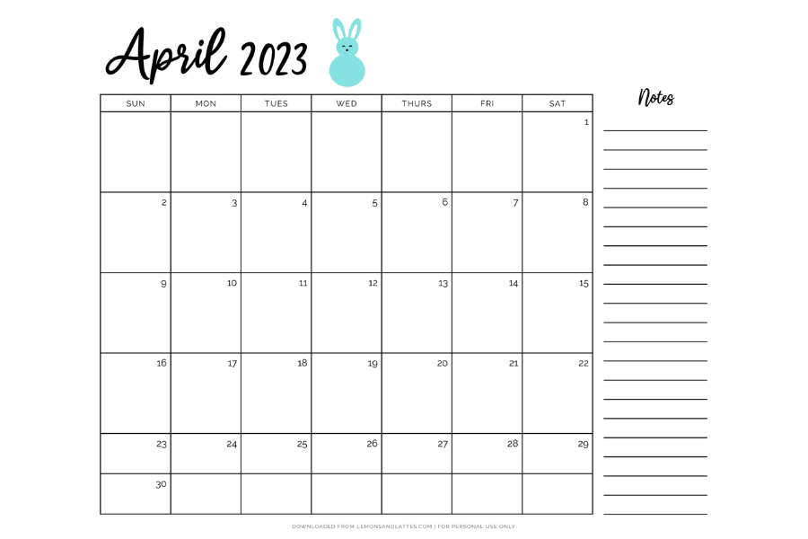 April calendar printable