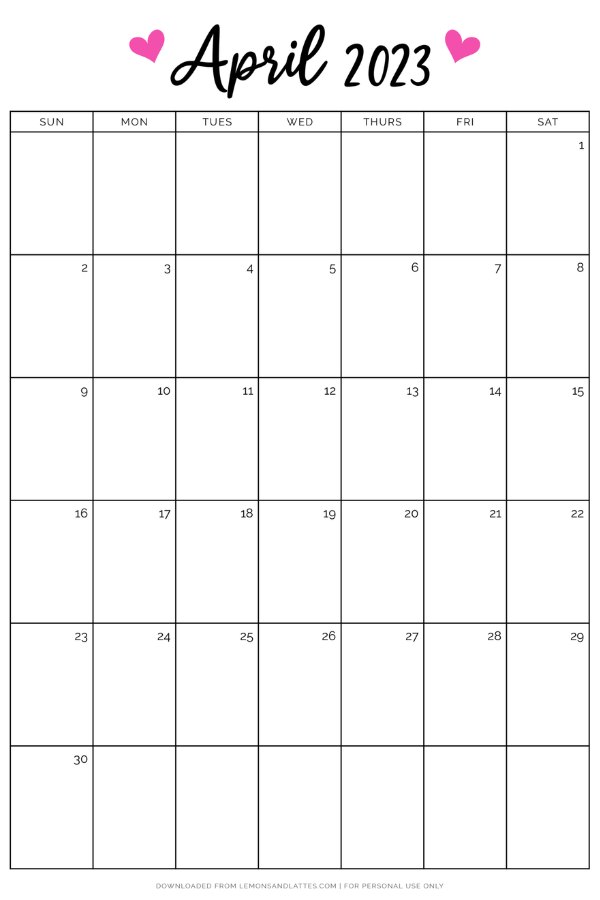 dated April calendar