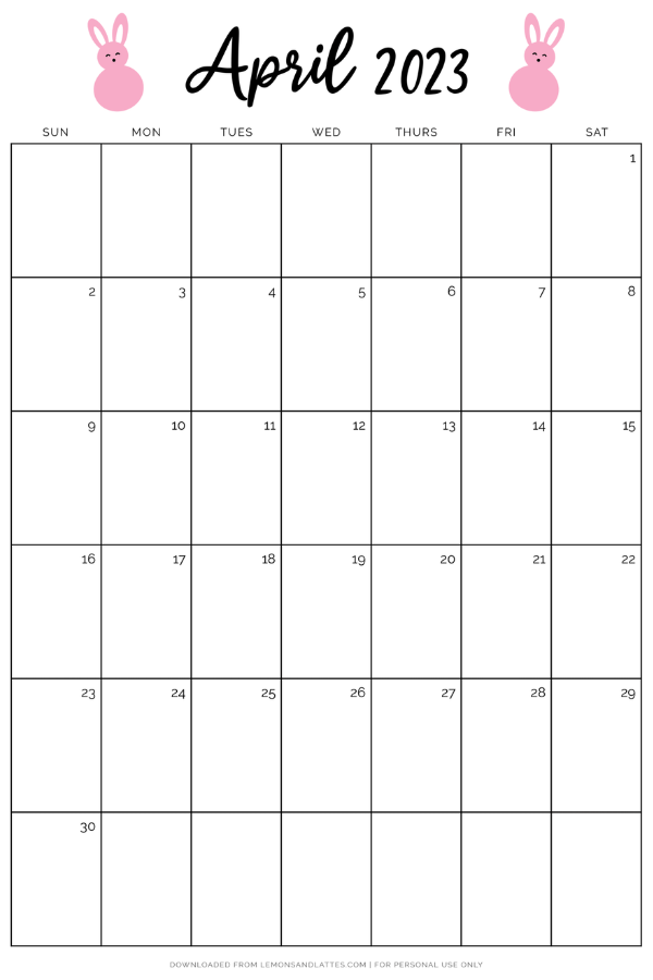easter bunny calendar