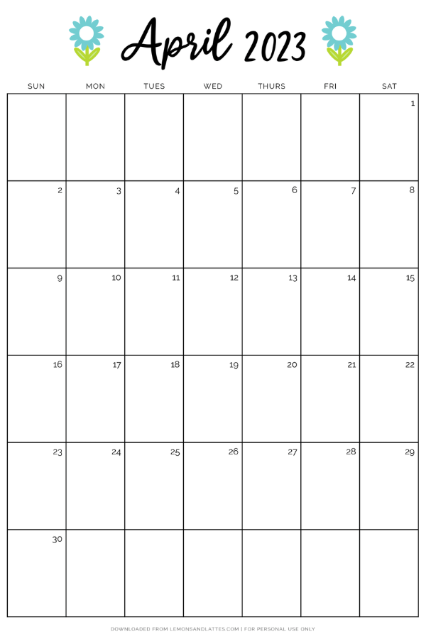 dated April calendar 2023