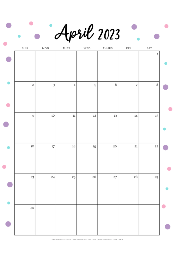 dated April calendar 2023