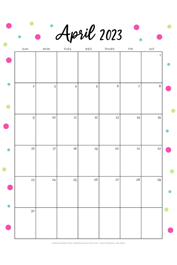 dated April calendar 2023