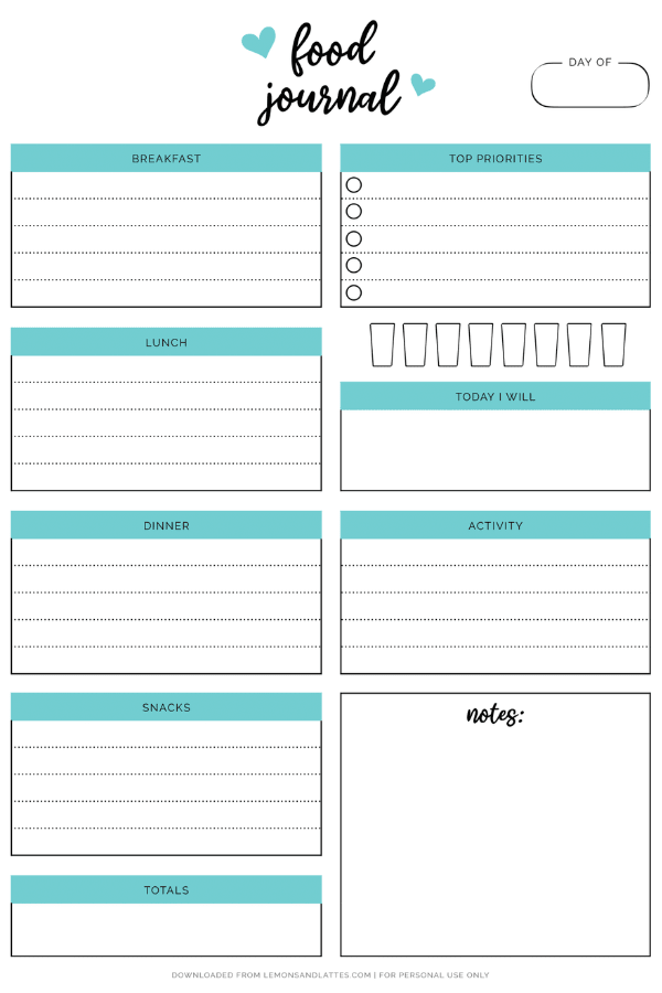 free food journal template