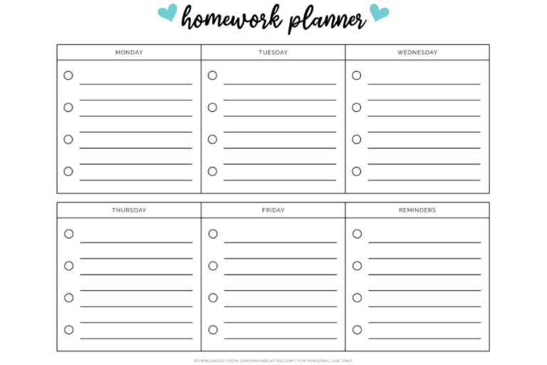 Printable Homework Planners to Help Students Get Organized